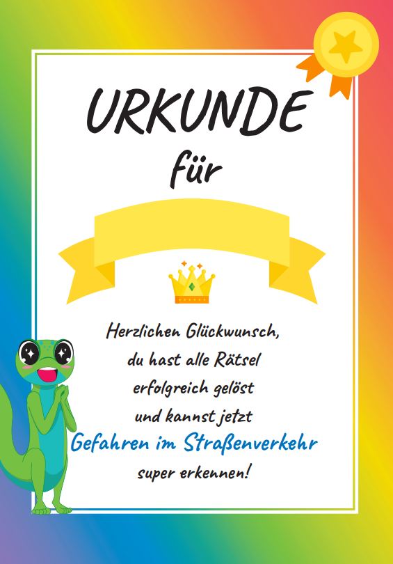 Kinderrätsel - Gefahren im Straßenverkehr