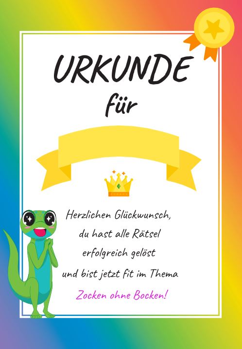 Kinderrätsel - Zocken ohne Bocken!