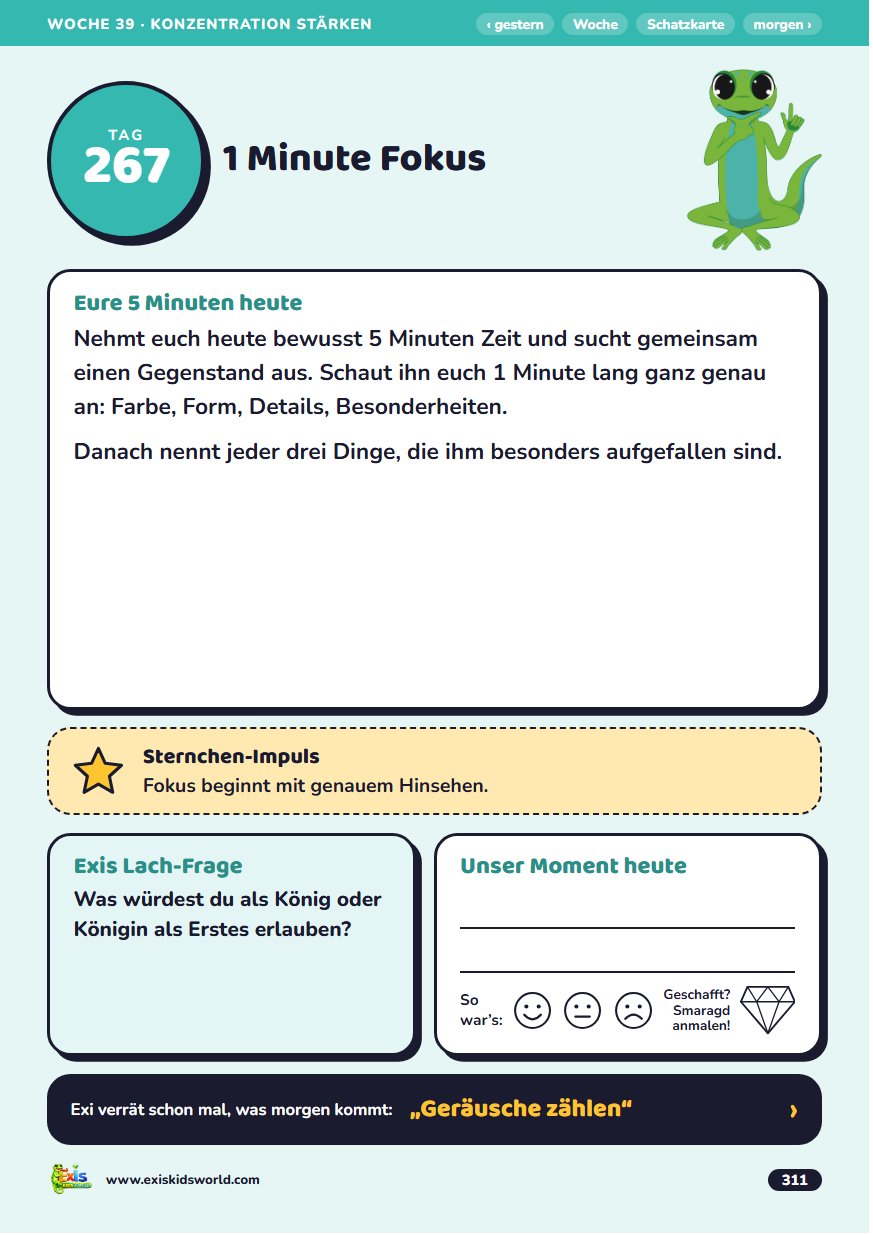 Tagesseite aus dem Familienzeit-Begleiter: Tag 267