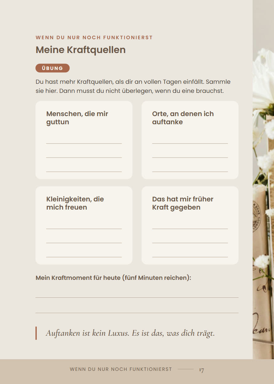 Seite aus dem Work-Book: Meine Kraftquellen
